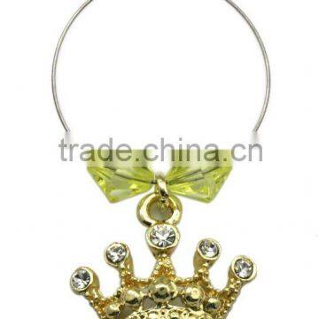 beaded crown wine glass charms, various designs,passed SGS factory audit and ISO 9001 certification