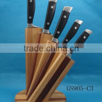 wooden stand kitchen knife set