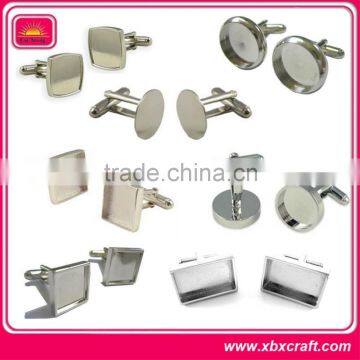 Shiny silver plated zinc alloy cufflink blanks