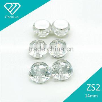 ZS2 double beads button AB white sew on acrylic rhonestones beads shoe garment decorative DIY craft fitting