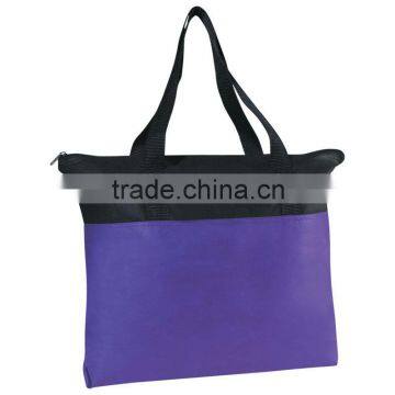 Non-Woven Zippered Tote Bag- Purple