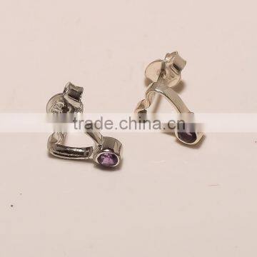 E0153-925 SOLID STERLING SILVER CZ/AD GEMSTONE HEART SMALL LIGHT CHILD STUD 1.4