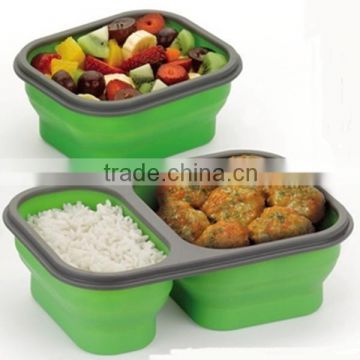 Multi-functional silicone foldable and collapsible lunch box