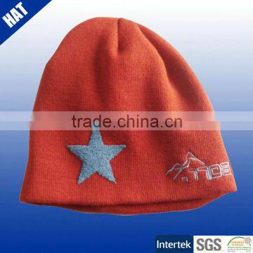 Children 3D star embroidery pattern knit beanie