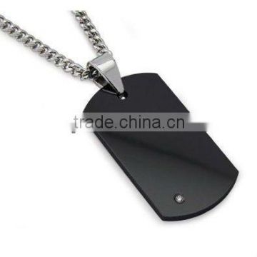 PD061 Black Plated Stainless Steel Dog Tag Pendant