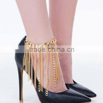 Latest design women high heel gold chains shoe anklet jewelry