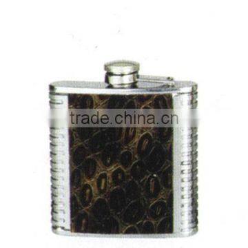 High Quality 5oz S/s 18/8 Duplex Series Hip Flask With Leather Covered photo-4