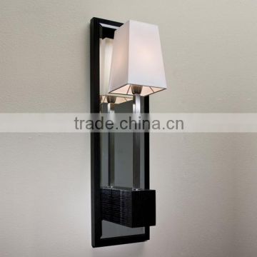 0814-30 Base in wenge wood and bevelled mirror reflector Satin nickel stem Wall Light