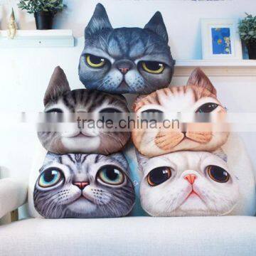 creative lovely cartoon animal 3D printing lifelike Meow star people big face cat super soft short plush car sofa cushion pillow