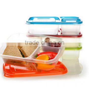 Lunchboxes 3-Compartment Bento Lunch Box Containers, Set of 4, Classic