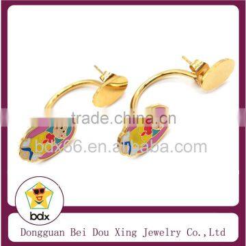  China Wholesale Rainbow Christians Virgin Mary Stainless Steel Religious Amulet Stud Earrings Custom Design For Womens