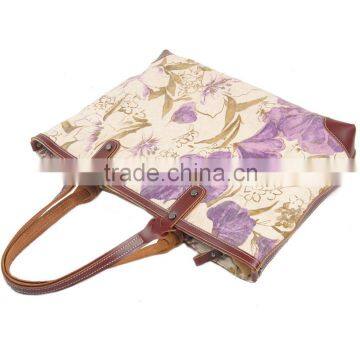 Oil Flower Printing Women Tote Bag Handbag for Wholesale Fashion Designer Bags With Flower photo-5