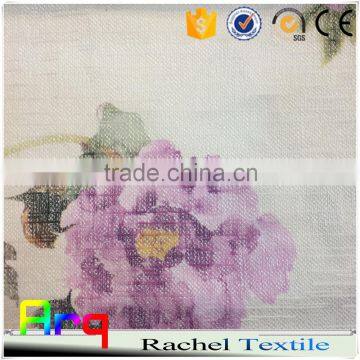 Curtain, Cushion Cover, Bedding Fabric With Flower Printed on Linen photo-2