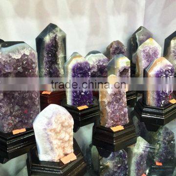 Natural Rock Amethyst Geode Cluster Wand Point Crystal Pillars