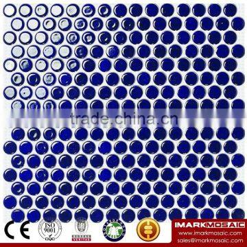 IMARK Dark Blue Glazed Penny Round Ceramic Mosaic Tile/Round Mosaic Tile