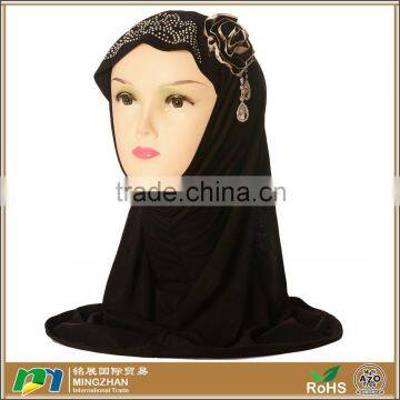 Women Black Long Shimmer Cotton Jersey Muslim Scarf Hijab