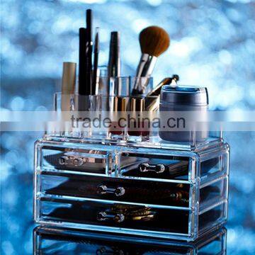 Customized transparent acrylic organizer makeup storage with drawers