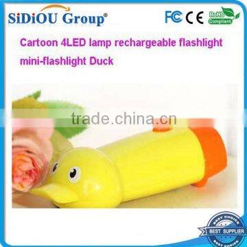 Mini flashlight Duck Cartoon 4LED lamp rechargeable flashlight