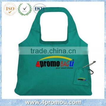 Packable shoulder tote bag & foldable shopping bag light blue & recycle folding bag resuable