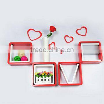 colourful cube wall shelf love frame pattern