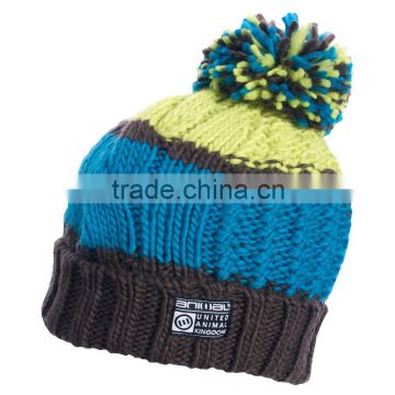 2016 lady's fashion jacquard knitted winter beanie cap factory wholesale from China