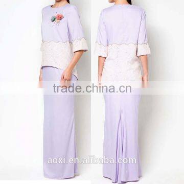High quality appliqued beaded hot girls summer muslim dress