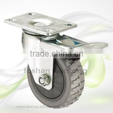 Top Plate With Double Brake Casters Swivel Industrial Pu Caster Wheel