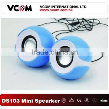 Hot sale!! Ball shape ABS computer novelty mini speaker with av cable connect