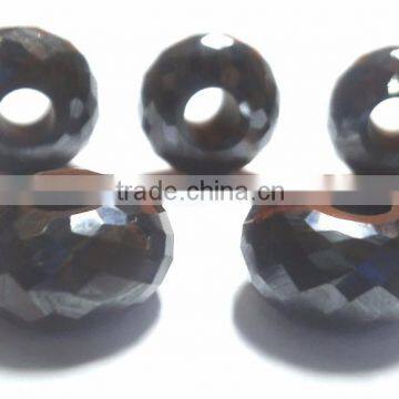 Natural Iron Tiger Eye Fancy Faceted Handmade Roundel Big Hole Beads