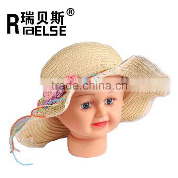 Fashion straw hat promotion for girl with lace and flower