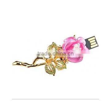 2014 newest Wedding themed diamond rose flower 8GB usb flash drive