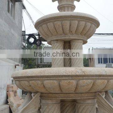 Yellow Granite Column Water Fountain With Swan photo-3