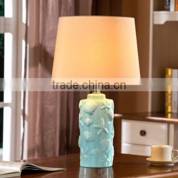 Round Ceramic Lamp Body With White Fabric Lampshade Modern Desk Lamp Bedroom Living Room Dining Room Table Lamp