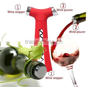 4 in 1 Wine Opener-Screwpull Corkscrew with Pour Spout, Bottle Stopper, Wine Foil Cutter