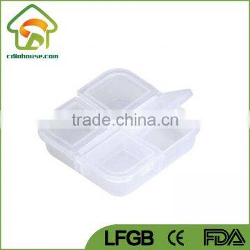 One Day 4 Compartments Medicina Storage Plastic Pill Box