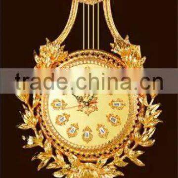 Antique Carved Ornate Gold Gilt Rococo Style Wall Pendulum Clock photo-5