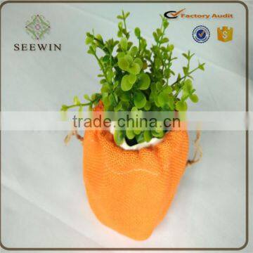 Lovely Cute Burlap Natural Jute Fabric Indoor Plant Pots photo-5