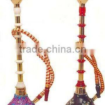 Glass beaded brass smoking hookah