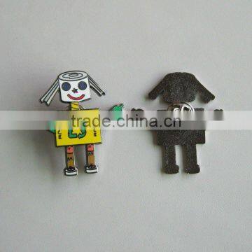 Metal pin badge with refilled coloring