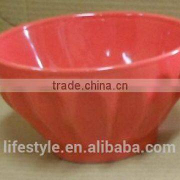 14cm Red Stoneware Bowl With Rib