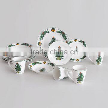 16pcs fine porcelain dinnerware set with Christmas decal