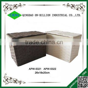 Decorative Hand Woven Paper Rope Brown Laundry Hamper With Lid photo-4