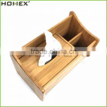 Bamboo Tissue Box Holder with Organizer Holder/Napkin Holder Paper Holder/Homex_FSC/BSCI Factory