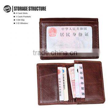 PU Leather Secure Retractable ID Window Credit Card Holder for Women photo-4