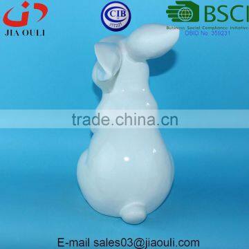 BSCI Audit Factory Easter Top Sale Ceramic Rabbit Figurines, White Porcelain Ceramic Rabbits photo-3