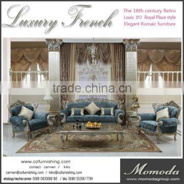 C-D1-2 Royal Luxury Fabric Couch Neoclassic Rococo Style French Solid Wood Fabric Sofa Chair Furniture photo-3