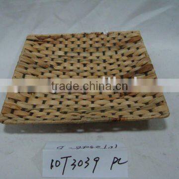Square natural waterhyacinth / rattan tray