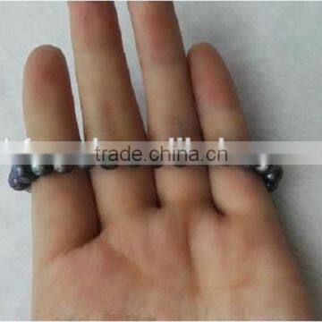 6-7mm Black Near Round Freshwater Pearl Bracelet photo-4
