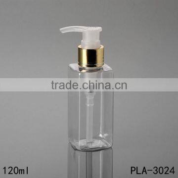 2017 hot new products cosmetik packaging clear empty 120ml plastic pet square bottle pump wholesale