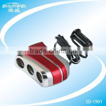 SHUNWEI 3 way car power cigarette lighter socket